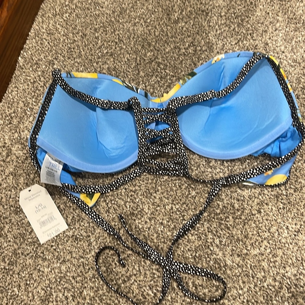 NWT Lemon print π Time & Tru swim top L/G 12-14 - Picture 2 of 3